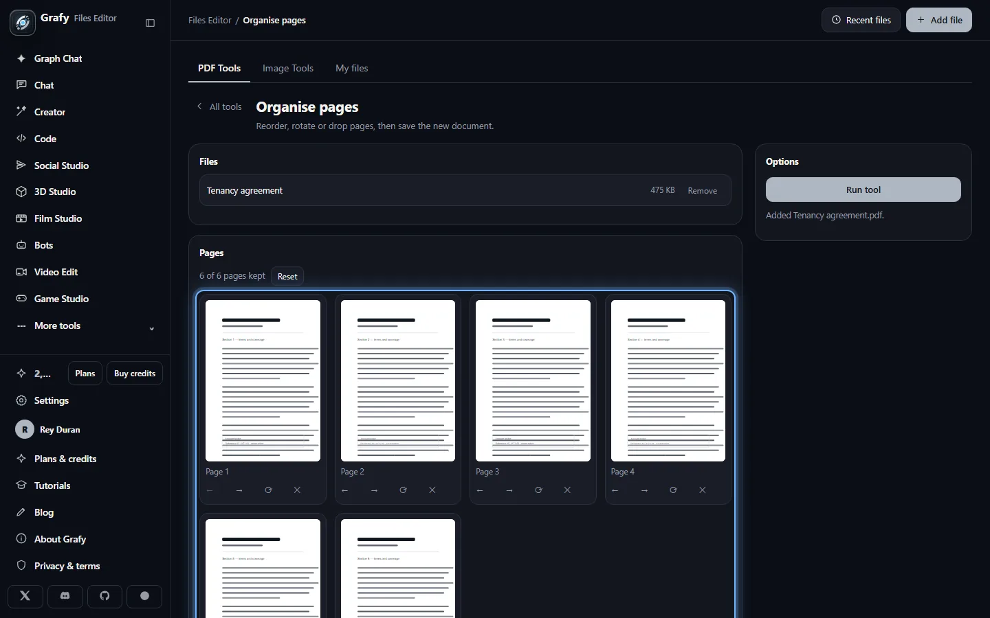 Page thumbnails ready to reorder